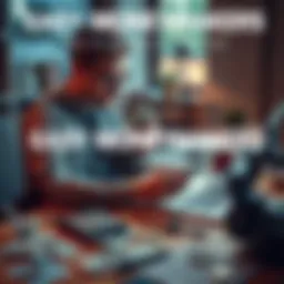 A person counting cash while sitting at a desk with a laptop open and notes scattered around, showing money-making ideas