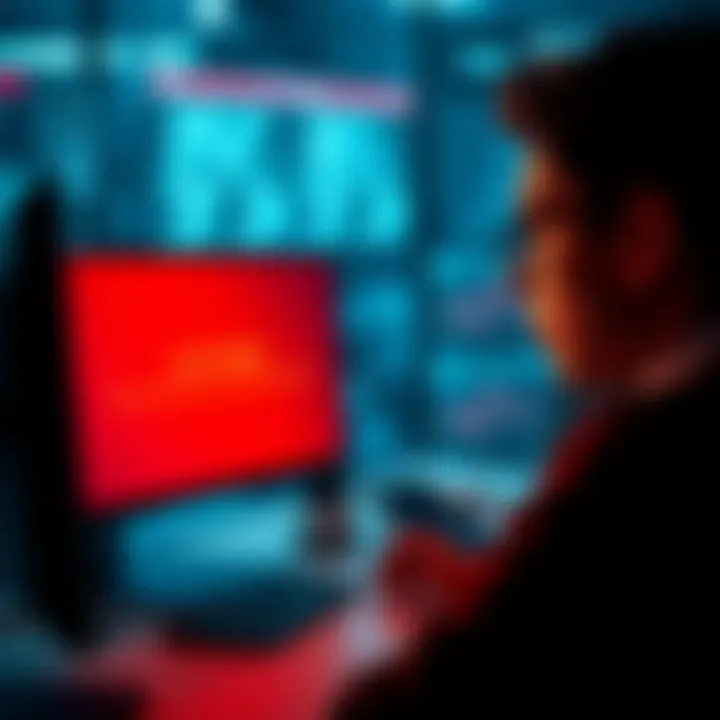A person looking frustrated at a computer screen showing an error message while trying to access a live stream at work.