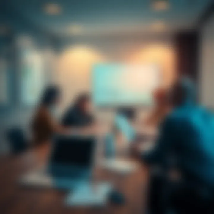 People in a meeting discussing the latest developments on Either/Or HR 2, with charts and documents on the table