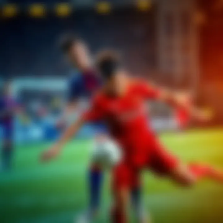 A tense moment during the football match between Elche and Levante, with players battling for control of the ball on the field.