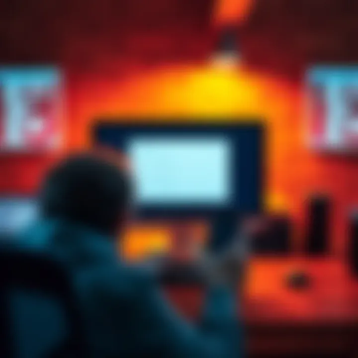 A frustrated person looking at their computer screen, showing an empty inbox while holding a phone.