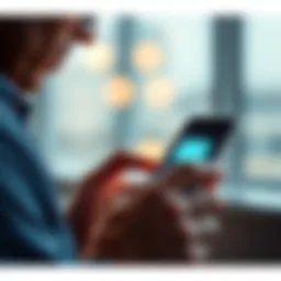 A person checking their email on a phone with an envelope icon visible.