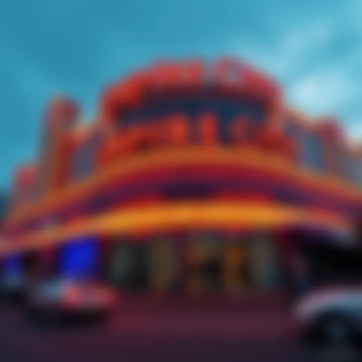 Exterior view of Empire City Casino in Yonkers with bright lights and people entering