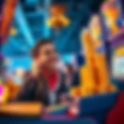 Employee enjoying success during lunch An employee celebrates small wins while playing $4 slot games during lunch break, smiling at the growing pile of winnings
