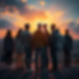 A group of diverse people standing together, looking toward a bright horizon, symbolizing hope and change as uncertainty ends.