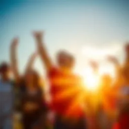 A group of diverse people enjoying outdoor activities, radiating energy and positivity.