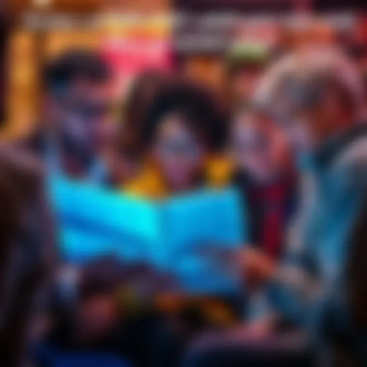 Engaging Article Cover A group of diverse people reading and discussing a fascinating article together