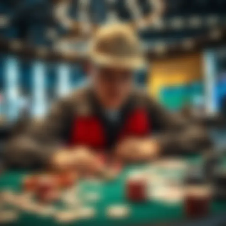 An engineer looks frustrated while playing at a casino table, surrounded by chips and cards, reflecting on his gambling losses.
