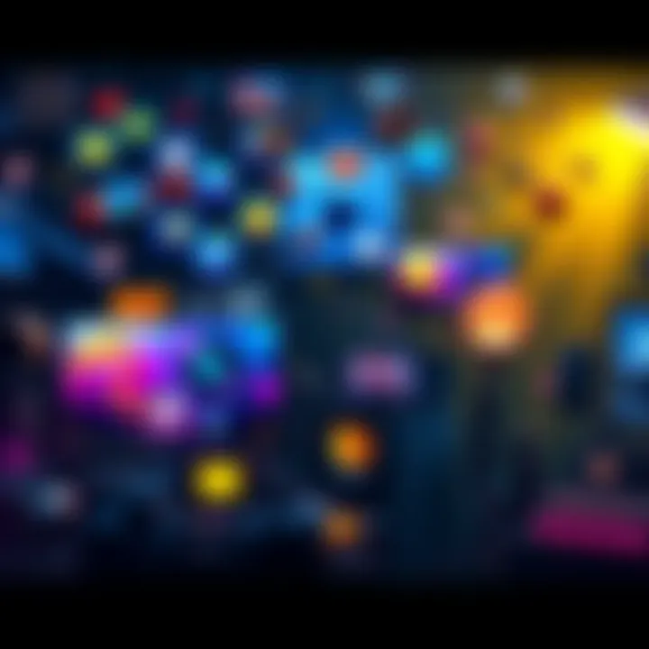 A collage of various entertainment elements including movies, music, and digital media, showcasing current trends in the industry.