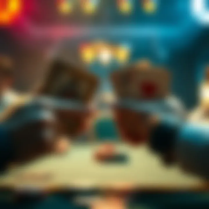 Two poker players showing identical King and Ace hands in a tense game situation