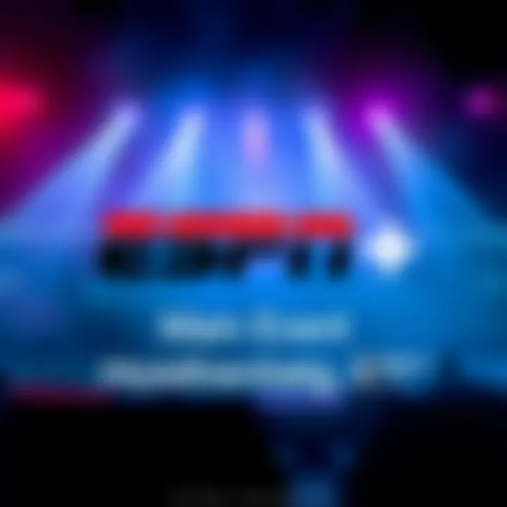 ESPN+ logo with Main Event announcement A graphic showing the ESPN+ logo alongside an announcement for the Main Event, highlighting the need for a subscription to watch it live.