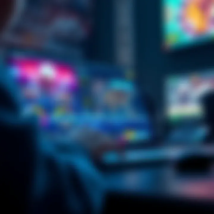 A person analyzing esports betting statistics on a laptop with a focus on game graphics.