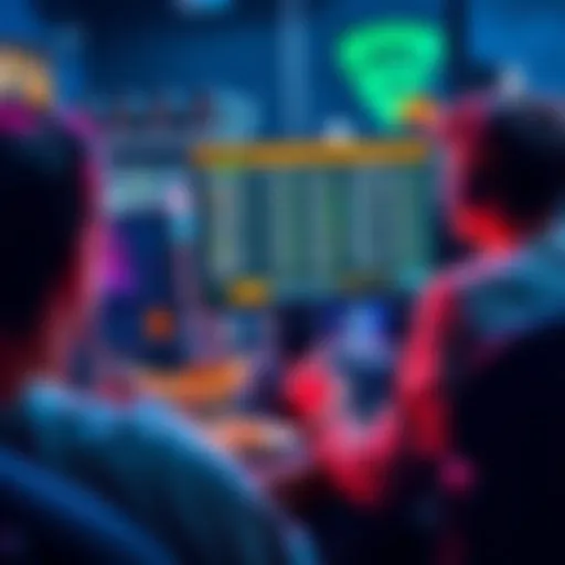 A person watching an E-Sport tournament on a computer with betting odds displayed on the screen, surrounded by snacks and drinks, creating a lively gaming atmosphere.