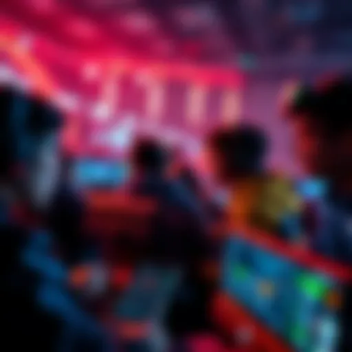 A group of people engaged in eSports betting, showcasing various sports betting platforms and live chat features.