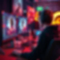 A gamer analyzing eSports matches on a computer with betting odds displayed on the screen