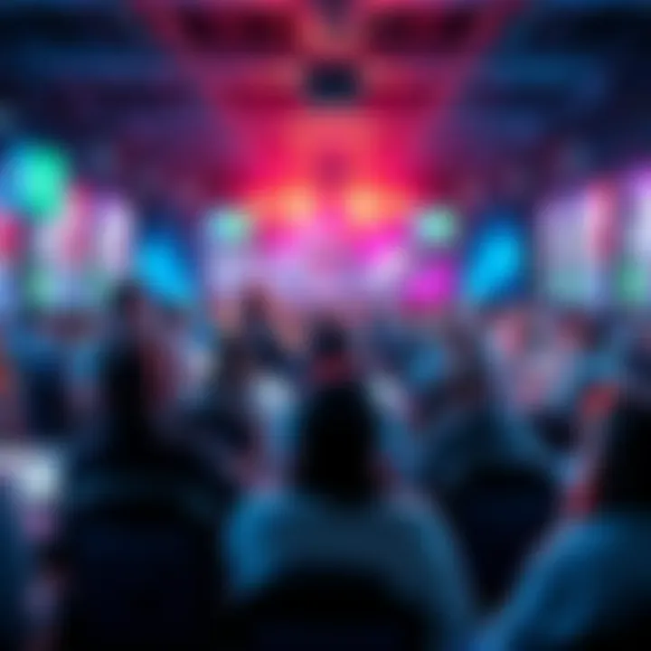 A vibrant group of people discussing esports betting strategies and predictions in a lively forum setting.