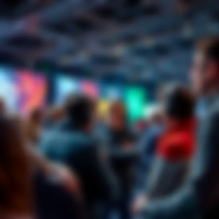 People discussing eSports betting tips and strategies at a gaming event.