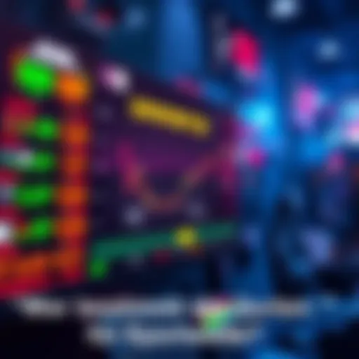 A digital display showing fluctuating esports betting odds during a match, with vibrant graphics and live updates.