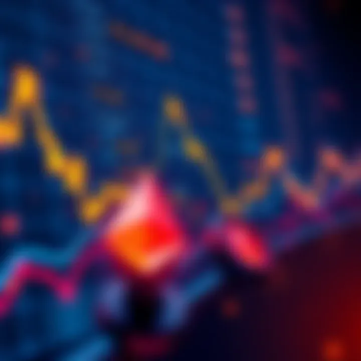 Graph showing rising Ethereum prices with financial symbols