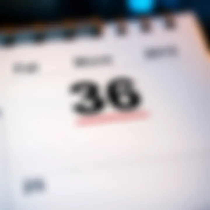 A calendar page showing a marked gap of 36 days since the last event, highlighting the absence of recent activities.