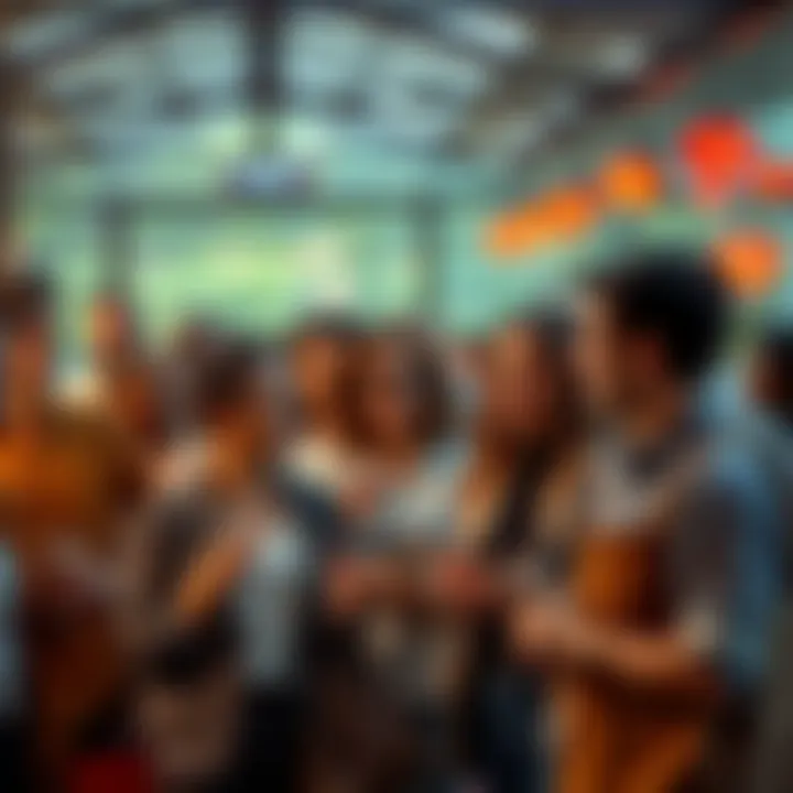 A group of diverse people engaging in polite conversation, showcasing good manners and respect in everyday interactions.
