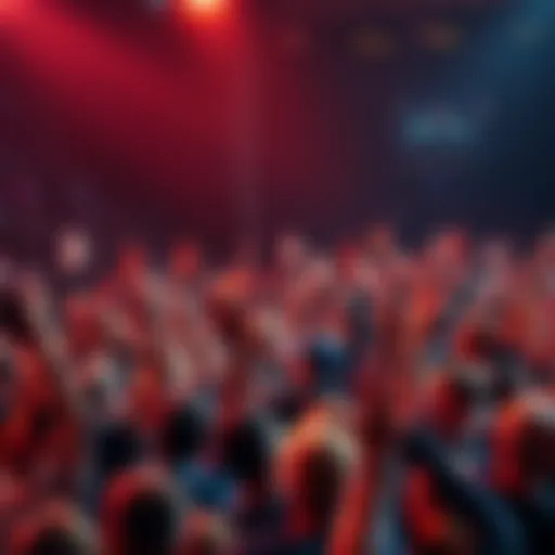 A large group of people joyfully celebrating with hands in the air, showing enthusiasm and passion