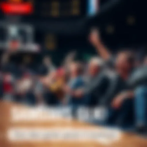 A group of people cheering and celebrating while watching a basketball game, feeling the thrill of betting on the outcome