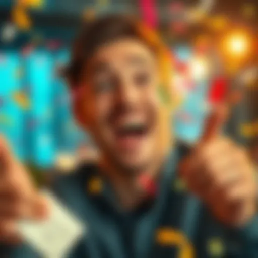 A happy person celebrating the receipt of a bonus, with confetti and a big smile, representing joy and excitement.