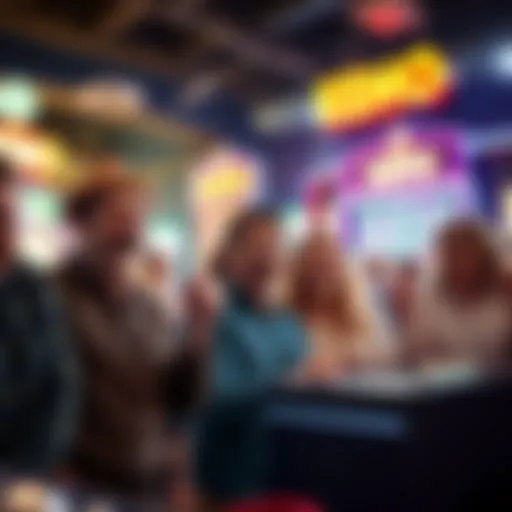 Group of happy players celebrating their wins at a Keno game