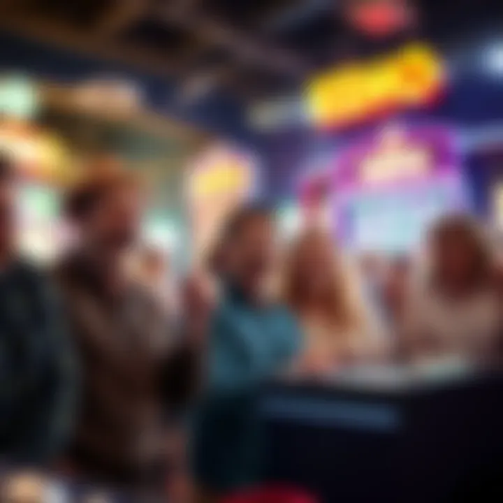 Group of happy players celebrating their wins at a Keno game