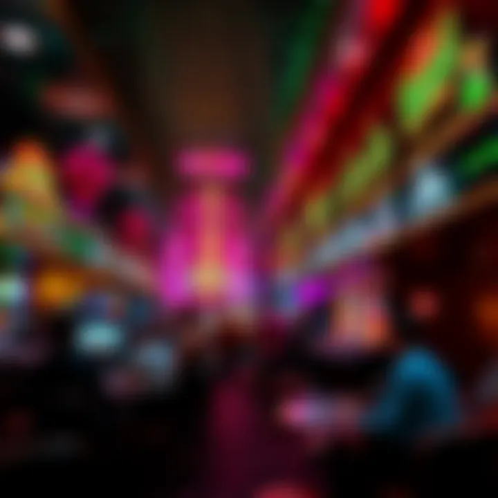 A vibrant casino scene with people enjoying games, colorful lights, and excitement in the air.