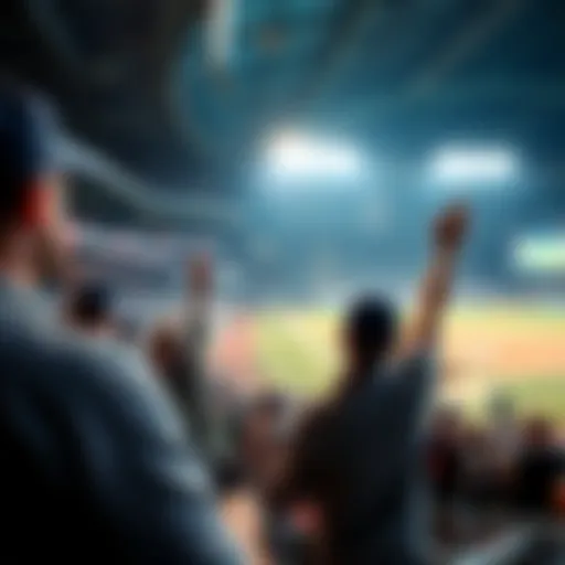 Fans cheering and placing live bets during the 7th inning of an MLB game