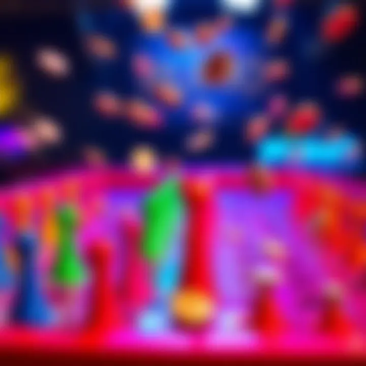 A vibrant Plinko board displaying colorful pegs and tokens with coins dropping down, illustrating the thrill of playing with small stakes.