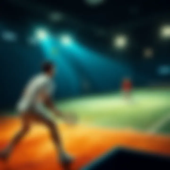 A thrilling moment from a live tennis match with players in action on the court