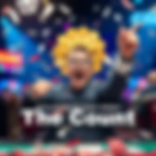 A person celebrating a big win while playing The Count, with confetti falling around them.