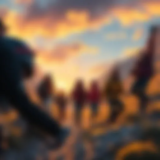 A group of people embarking on a thrilling adventure outdoors, filled with excitement and new experiences.