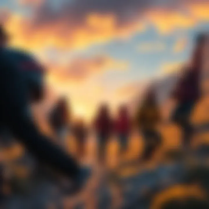 A group of people embarking on a thrilling adventure outdoors, filled with excitement and new experiences.