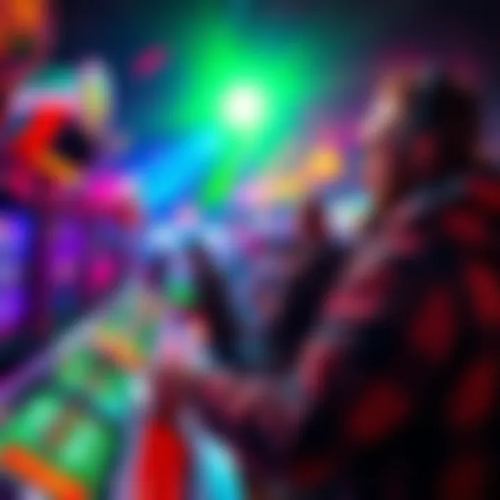 A person placing a bet on a sports match at Hard Rock Bet, surrounded by excitement and colorful games