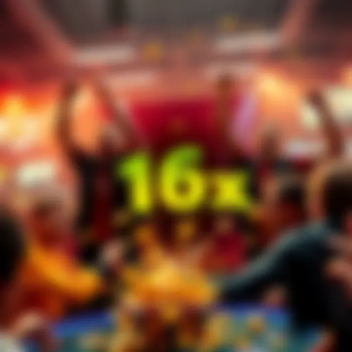 Players celebrating their wins in an exciting betting game with a large 16x win announcement
