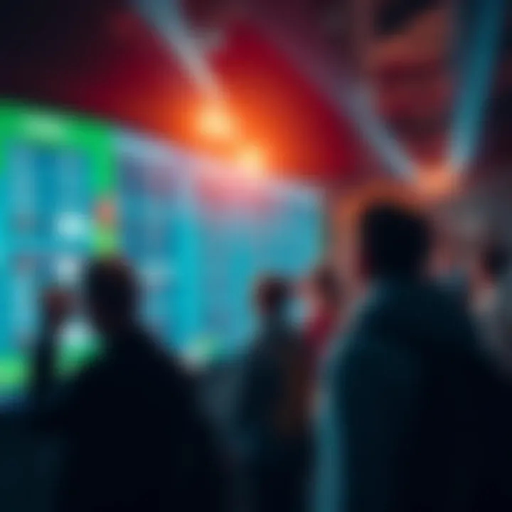 A dynamic scene featuring sports betting suggestions and odds on a digital screen, attracting sports enthusiasts.
