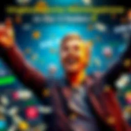 A person celebrating their betting wins with a smile, surrounded by sports betting graphics and money