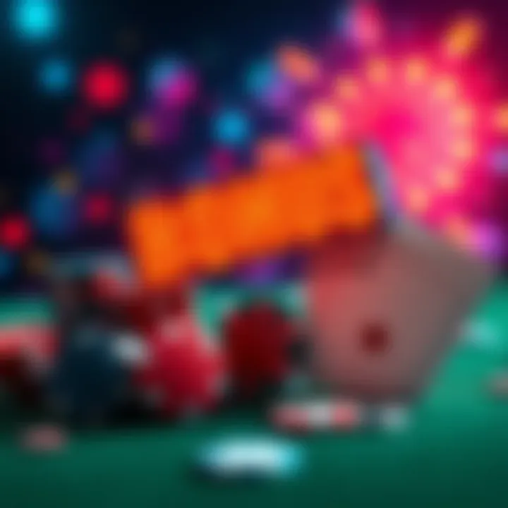 A vibrant display of casino chips, poker cards, and an enticing bonus sign representing no deposit and deposit offers.