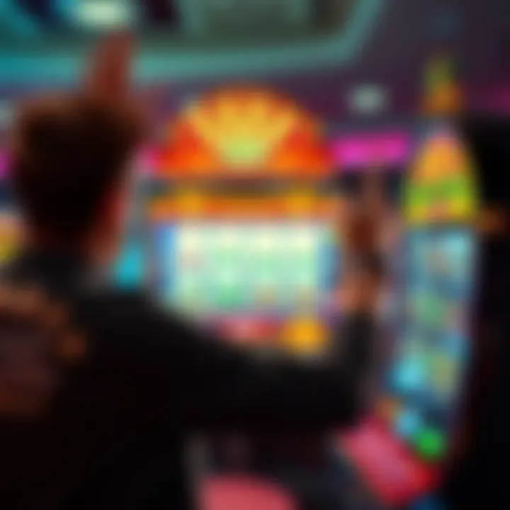 A person celebrating a big win at a casino slot machine, showing a payout of 2000 dollars while playing with a 20 dollar bet.
