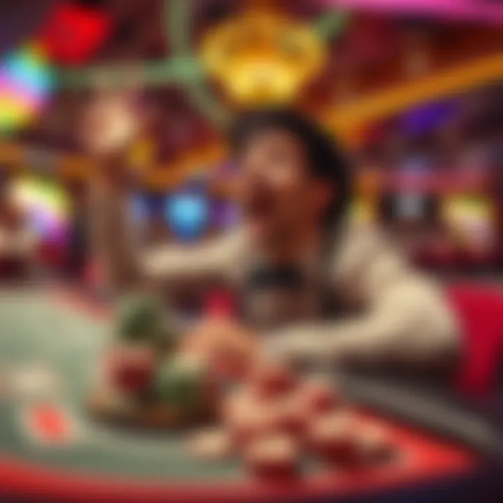 A player celebrating a big win at the craps table with chips stacked high at Grand Sierra Resort in Reno.