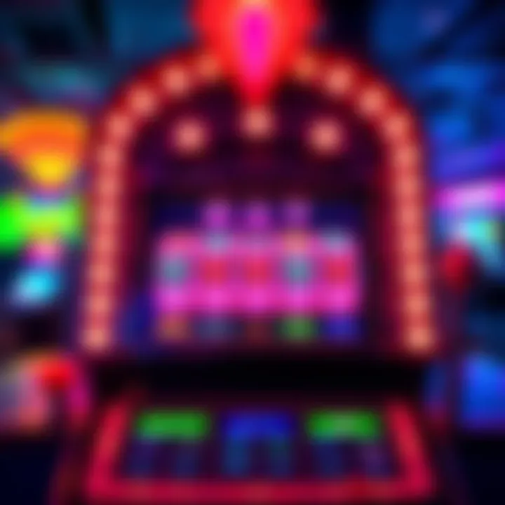 A colorful slot machine with bright lights and symbols representing winnings, reflecting the thrill of gaming at EAT.