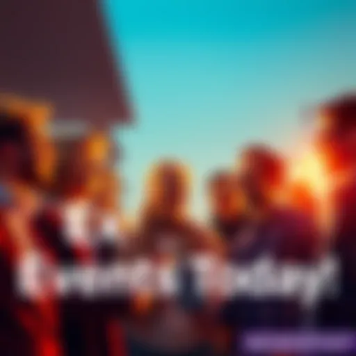 Exciting Events Today A group of diverse people eagerly discussing plans and events for the day ahead, showcasing energy and anticipation.