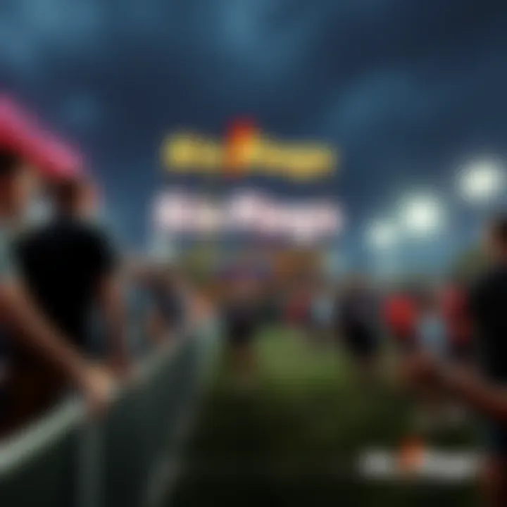 Fans gathering for thrilling games outside Six Flags in Alabama, preparing to join the fun and excitement.