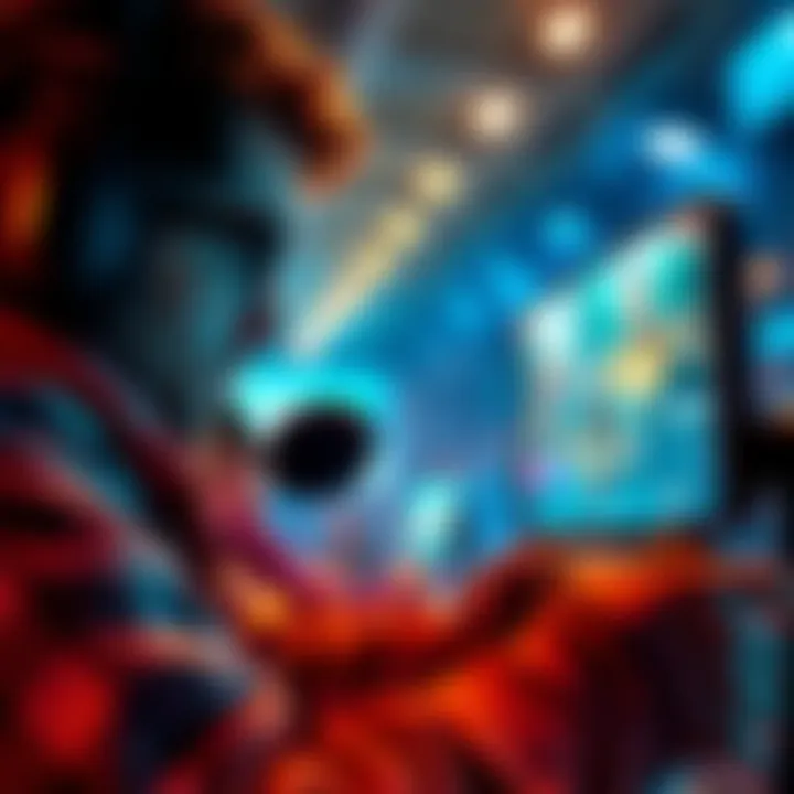 A player focused on a video game, racing against time to optimize strategies and decisions.