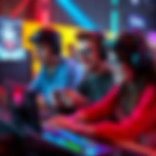 A group of gamers enjoying new video games with innovative technology