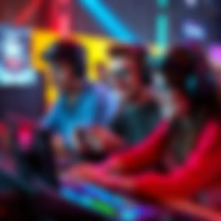 A group of gamers enjoying new video games with innovative technology